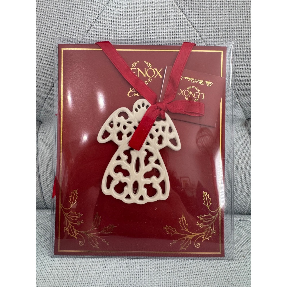 Lenox Charms Angel Charm Fine Ivory China Ornament Red Ribbon 6444822 New